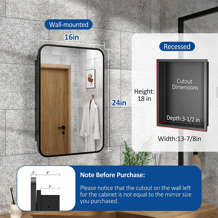 Mercer41 16x24 Inch Mirror Medicine for BathroomMetal Frame